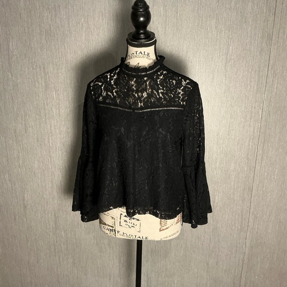 BB Dakota Black Lace Blouse Size Small - Picture 2 of 12